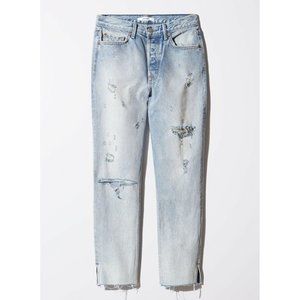 $247 GRLFRND Karolina Button Fly Don't Cry Daddy High Waist Denim Jeans ( 32 )